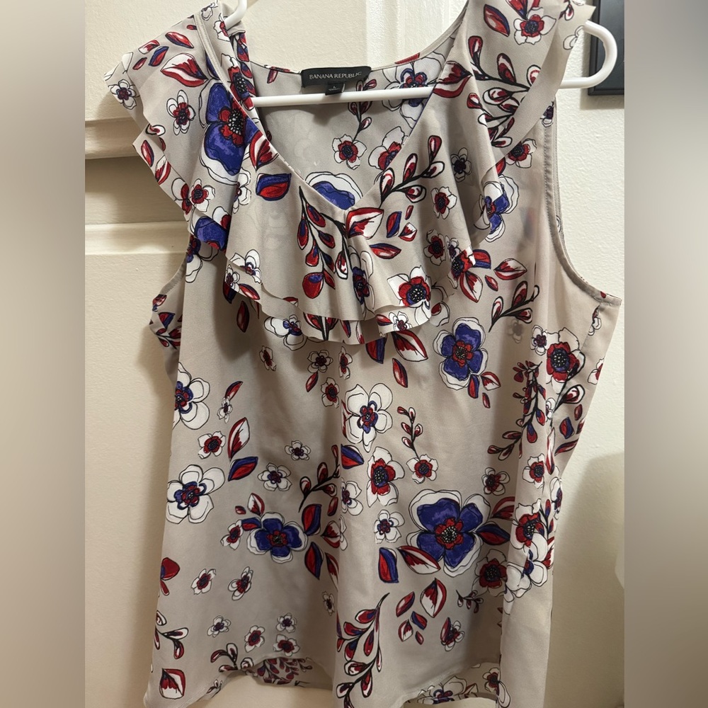 Banana Republic Floral Blouse - Red, Blue, White